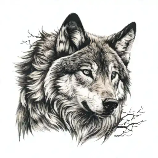Stunning Realistic Wolf With Glowing Eyes Tattoo
