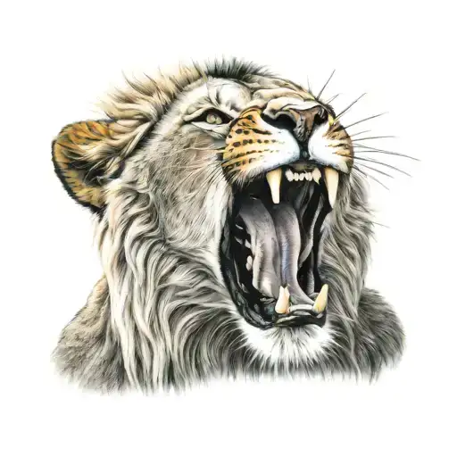 Lion Head Mjl Going Through The Mouth Open