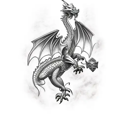 Dragon With Ace Of Spades And Ares