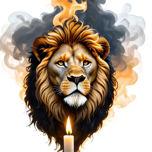 Lion And Candle With Smoke Rising