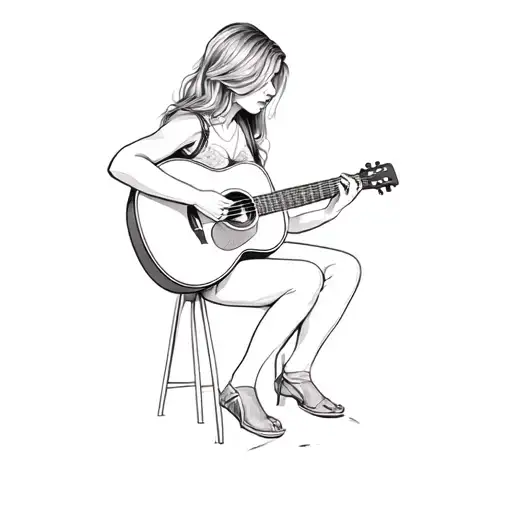 A Woman Playing An Acoustic Guitar