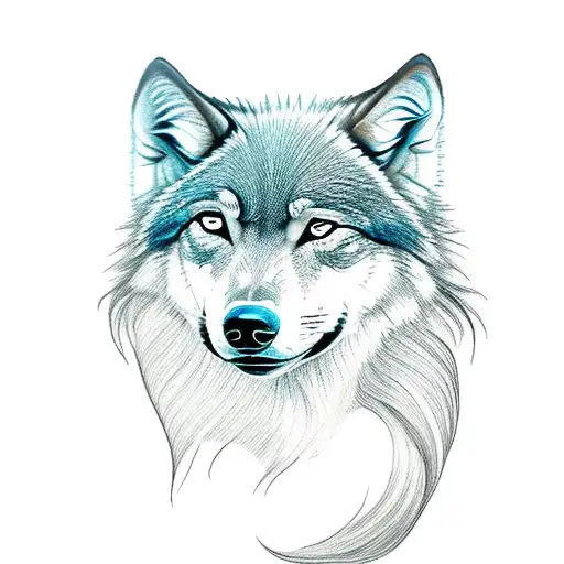 Lady Face With Hair That Blends Into A Wolf