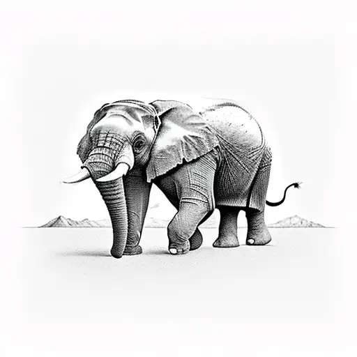 5 Elphants Walking Through Beautiful Landscape