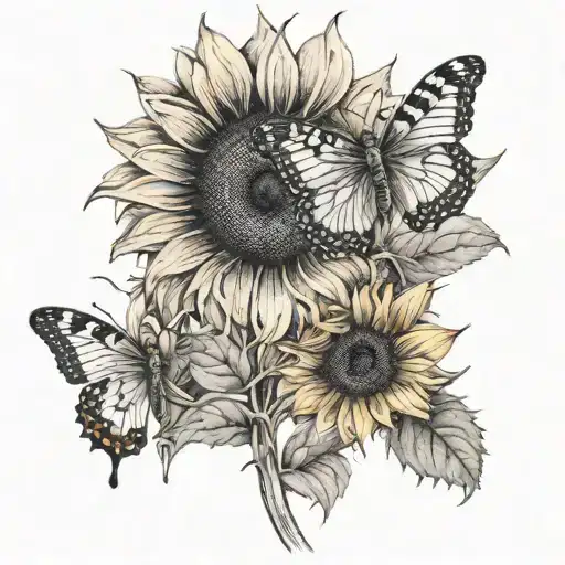 Butterfly And Sunflower