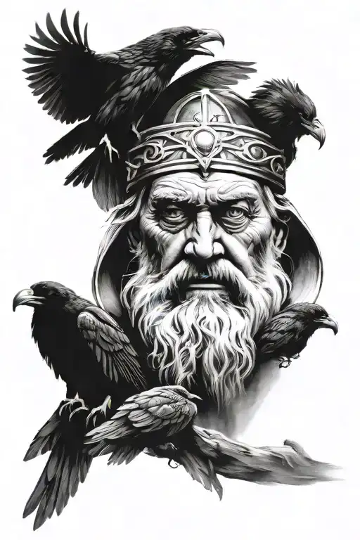Odin With 2 Ravens