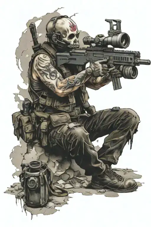 The Dead Man Holds An M4 Machine Gun