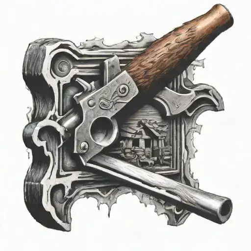 Carpenter Hammer And Saw Forming A Mountain Peak