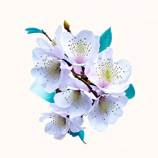 Cherry Blossom In Focus With Blurred Blue Background