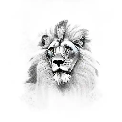 Lions Under Savana Tree At Moonlight