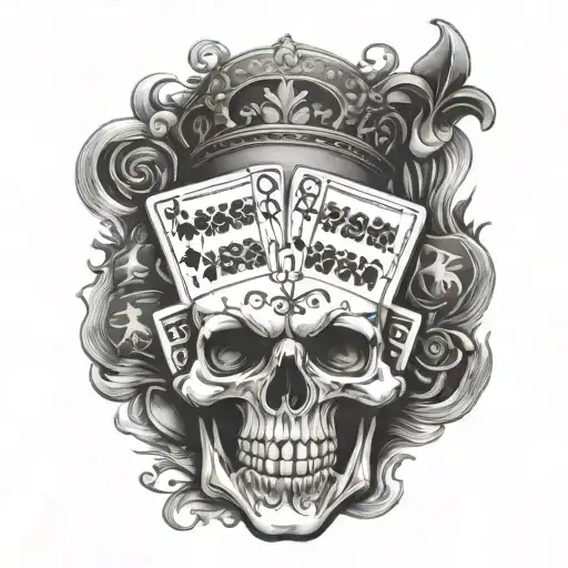 Gambling And Skull Forearm Sleeve