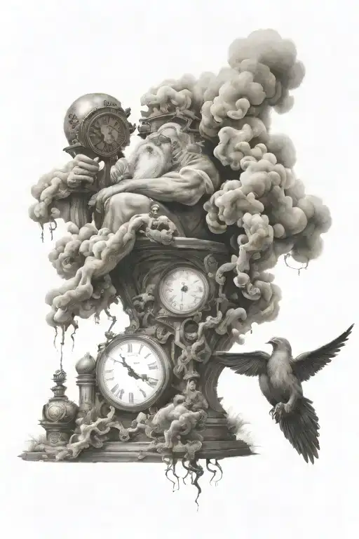 Smoke Billowing From Clock Melting Father Time