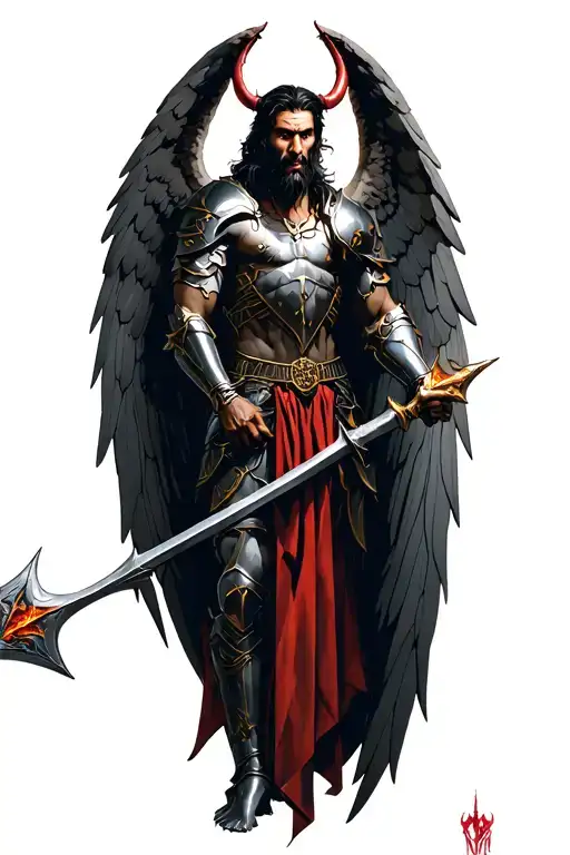 Archangel Michael Piercing Satan With Spear Full Armor
