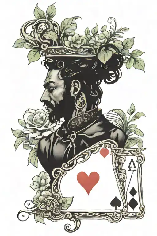 The Name Isla Jade Written On The King Of Hearts With An Island And Jade Plant On The Front
