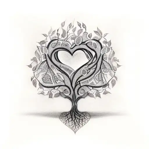 A Heart-shaped Tree With Musical Notes As Leaves