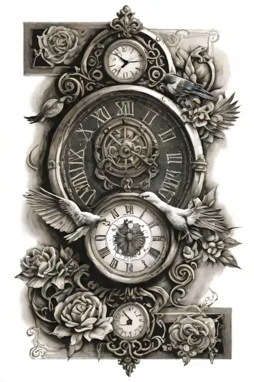 Hungarian Turul Bird And Casino Cards And An Old Cool Looking Clock Sleeve