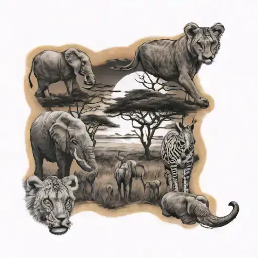 African Animals Sunset Sky