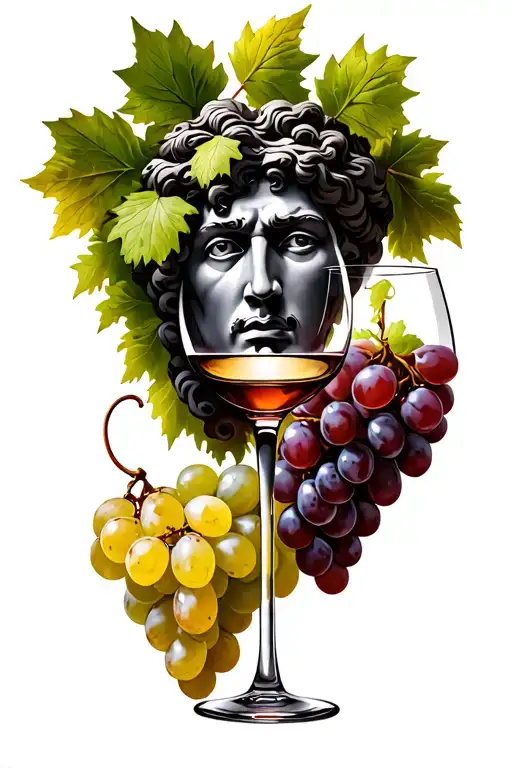 Dionysus Face With Grapes Wine Glass