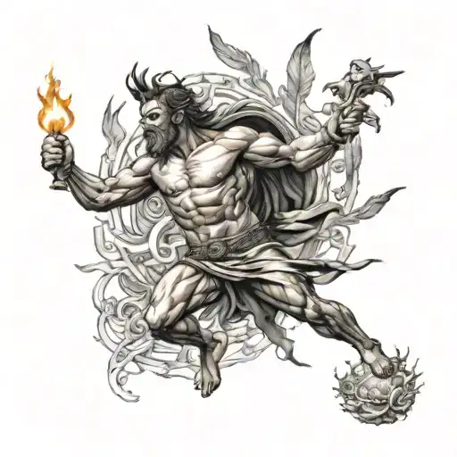 The Greek God Prometheus Bringing Fire To Mankind