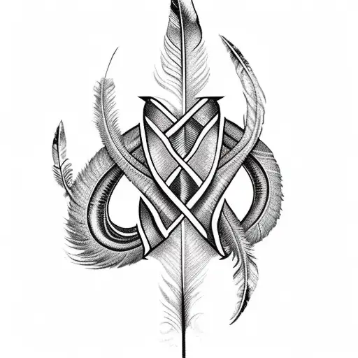 Infinity Feather With Letters K And S