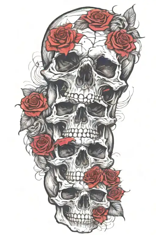 Skull With Roses Mixed