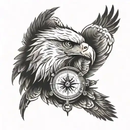 Eagle Head With Compass