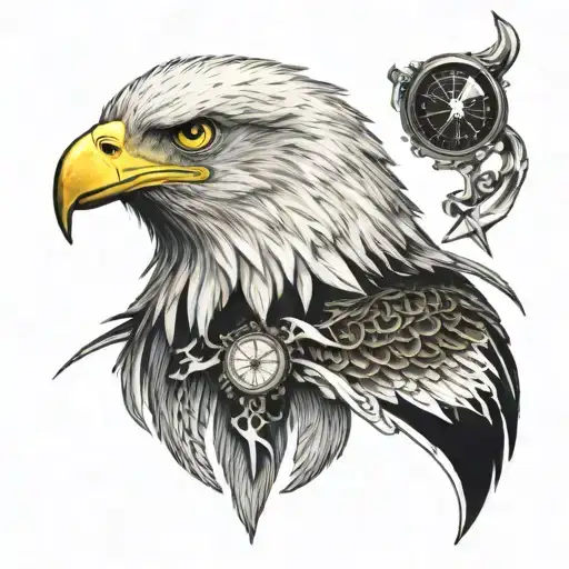 Eagle Head With Compass