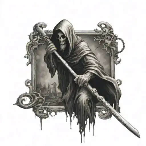 Grim Reaper Holding A Scythe