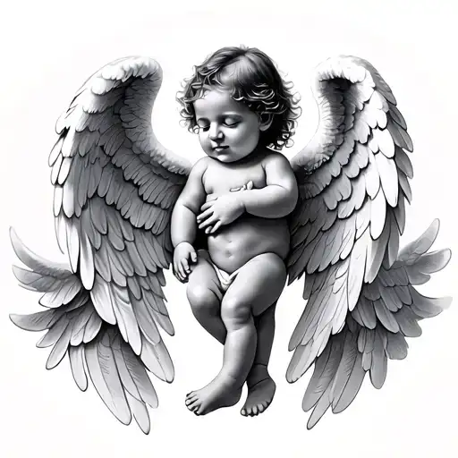 Baby And Angel Foot With Wings