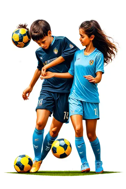 Brothers Playing Soccer With Mom