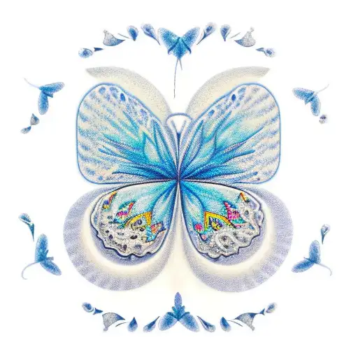 A Portrait Of A Mental Health Mentor Surrounded By Blue Butterflies