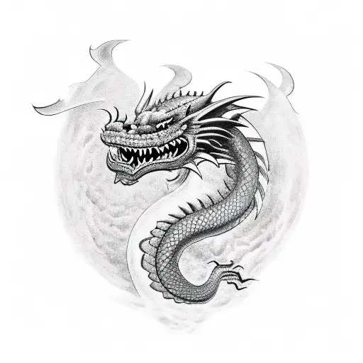 Dragon Face From The Side And Mouth Open