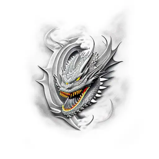 Dragon Side And Mouth Open