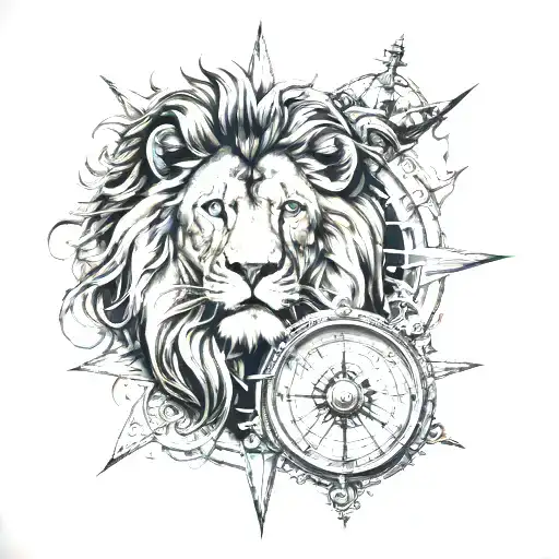Ship Lion Cross Compass