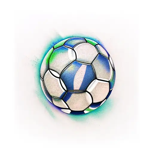 A Realistic Tattoo Of A Soccer Ball Surrounded By Vibrant Flowers And Leaves