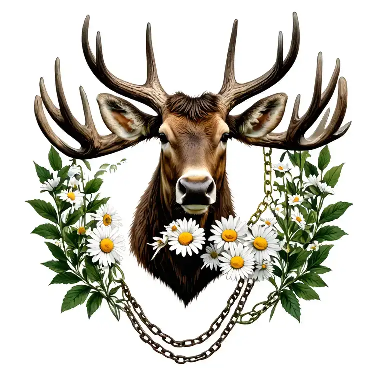 Moose Antler With Daisy Chain