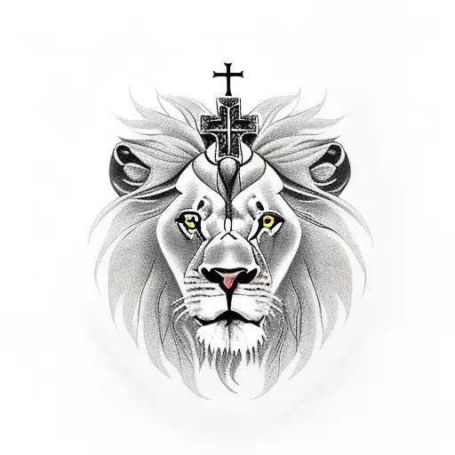 Lion With Cross And Prayer
