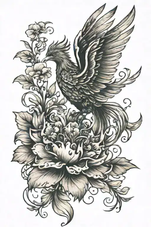 Fierce Phoenix Flying Crown Plum From Lotus Flower Feature Delicate Ribbons