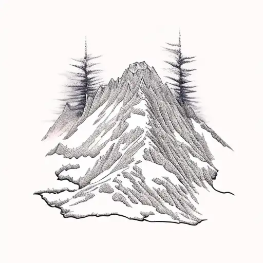 A Realistic Mountain Landscape With A Hidden Turtle Camouflaged Within