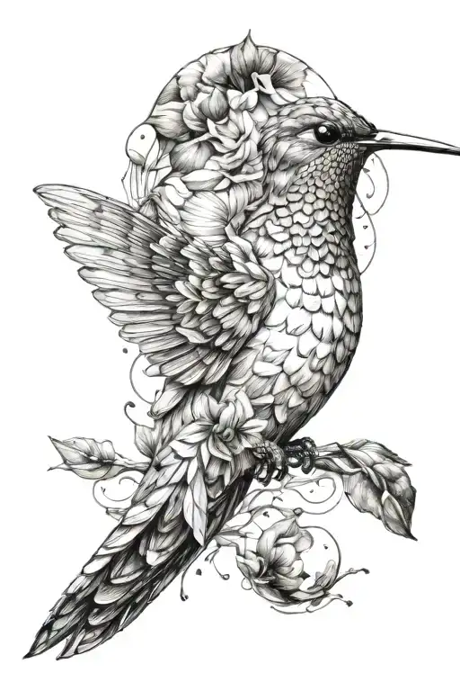 Hummingbird And Phoniex Combined Together As If Its Coming Through The Skin To Be Reborn