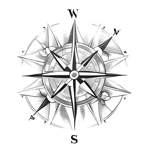 Compass With Flowers Growing Around It With An Arrow Pointing North