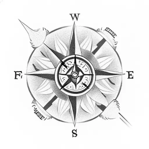 Pocket Compass Flowers Growing Around It With An Arrow Pointing North