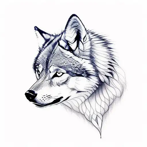 Woman With Wolf On Top Of Her Head