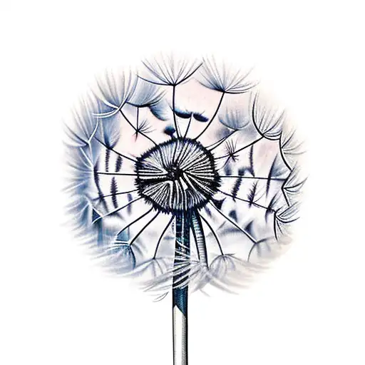 Dandelion With A Long Stem And A Moth On The Stem