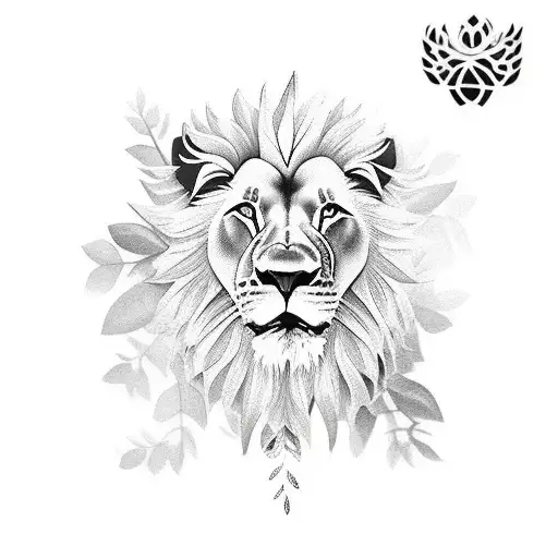 Lion Forearm Tattoo With Leaves