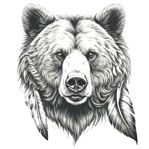 Bear Head With Feathers