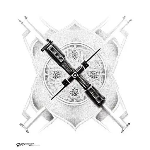 2 Guns That Make A Cross With A Crown On Top