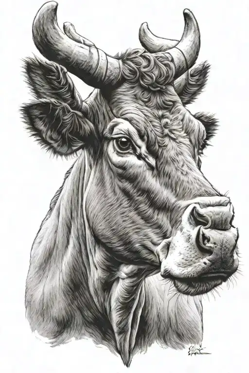 Jersey Cow With Horns