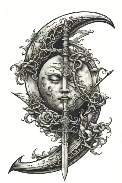 Moon And Sword Intertwined