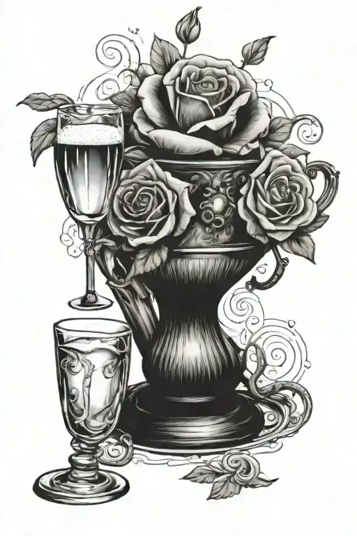 A Libra With A Rose And A Beer