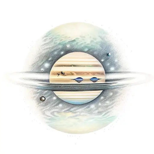 Raft With Saturn As Moon